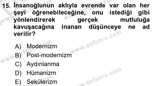 Örgüt Kuramı Dersi 2021 - 2022 Yılı (Final) Dönem Sonu Sınavı 15. Soru