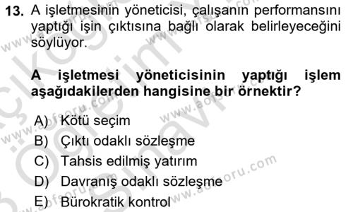 Örgüt Kuramı Dersi 2022 - 2023 Yılı Yaz Okulu Sınavı 13. Soru