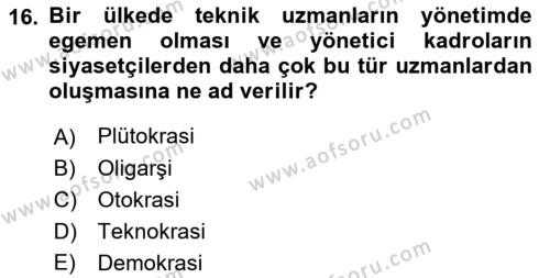 Örgüt Kuramı Dersi 2022 - 2023 Yılı Yaz Okulu Sınavı 16. Soru