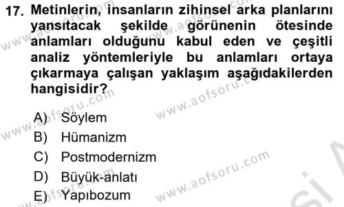 Örgüt Kuramı Dersi 2022 - 2023 Yılı Yaz Okulu Sınavı 17. Soru