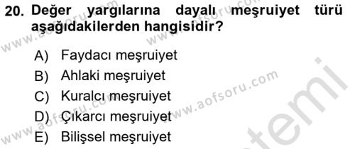 Örgüt Kuramı Dersi 2022 - 2023 Yılı Yaz Okulu Sınavı 20. Soru