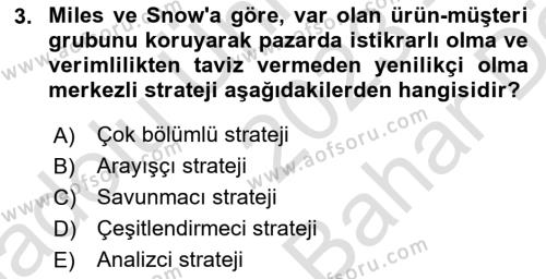 Örgüt Kuramı Dersi 2023 - 2024 Yılı (Vize) Ara Sınavı 3. Soru