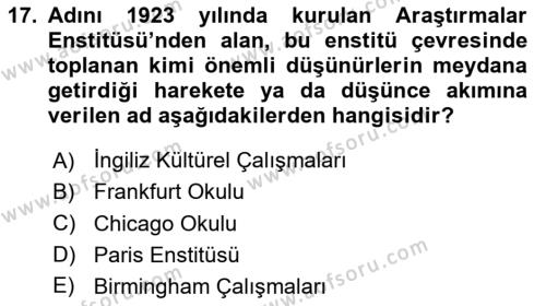 Örgüt Kuramı Dersi 2023 - 2024 Yılı (Final) Dönem Sonu Sınavı 17. Soru