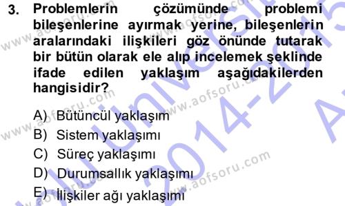 Üretim Yönetimi Dersi 2014 - 2015 Yılı (Vize) Ara Sınavı 3. Soru