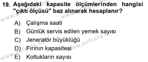 Üretim Yönetimi Dersi 2022 - 2023 Yılı (Vize) Ara Sınavı 19. Soru