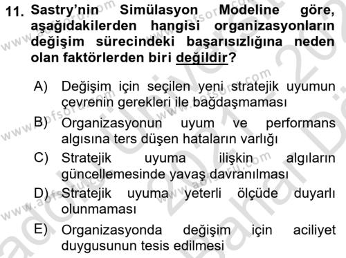 Yönetimde Güncel Yaklaşımlar Dersi 2021 - 2022 Yılı (Vize) Ara Sınavı 11. Soru