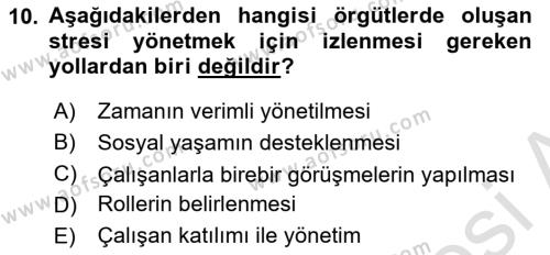 Yönetimde Güncel Yaklaşımlar Dersi 2021 - 2022 Yılı (Final) Dönem Sonu Sınavı 10. Soru