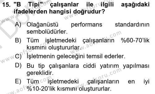 Yönetimde Güncel Yaklaşımlar Dersi 2021 - 2022 Yılı (Final) Dönem Sonu Sınavı 15. Soru