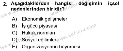 Yönetimde Güncel Yaklaşımlar Dersi 2022 - 2023 Yılı (Final) Dönem Sonu Sınavı 2. Soru