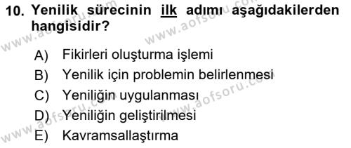 Yönetimde Güncel Yaklaşımlar Dersi 2022 - 2023 Yılı Yaz Okulu Sınavı 10. Soru