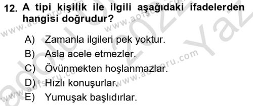 Yönetimde Güncel Yaklaşımlar Dersi 2022 - 2023 Yılı Yaz Okulu Sınavı 12. Soru