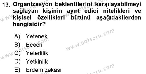 Yönetimde Güncel Yaklaşımlar Dersi 2022 - 2023 Yılı Yaz Okulu Sınavı 13. Soru