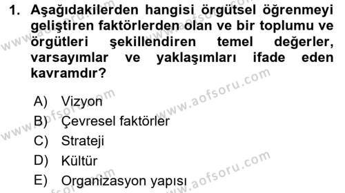 Yönetimde Güncel Yaklaşımlar Dersi 2023 - 2024 Yılı (Vize) Ara Sınavı 1. Soru