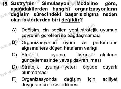 Yönetimde Güncel Yaklaşımlar Dersi 2023 - 2024 Yılı (Vize) Ara Sınavı 15. Soru