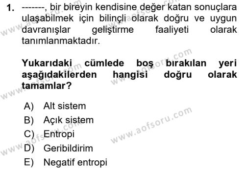 Yönetimde Güncel Yaklaşımlar Dersi 2023 - 2024 Yılı (Final) Dönem Sonu Sınavı 1. Soru