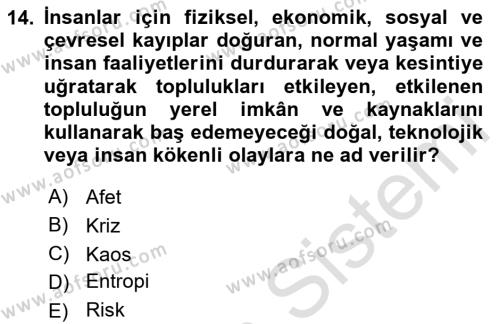 Yönetimde Güncel Yaklaşımlar Dersi 2023 - 2024 Yılı (Final) Dönem Sonu Sınavı 14. Soru