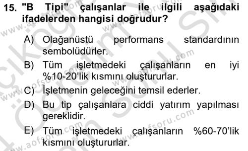 Yönetimde Güncel Yaklaşımlar Dersi 2023 - 2024 Yılı (Final) Dönem Sonu Sınavı 15. Soru