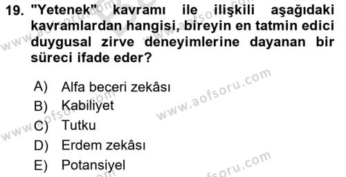 Yönetimde Güncel Yaklaşımlar Dersi 2023 - 2024 Yılı (Final) Dönem Sonu Sınavı 19. Soru