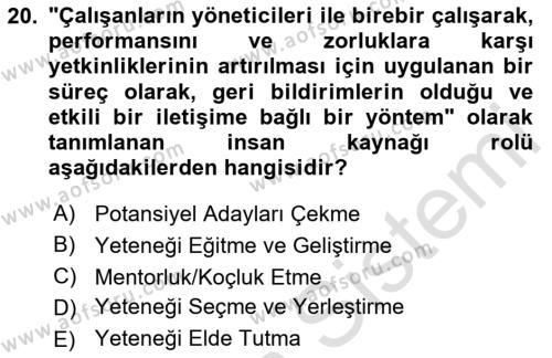 Yönetimde Güncel Yaklaşımlar Dersi 2023 - 2024 Yılı (Final) Dönem Sonu Sınavı 20. Soru