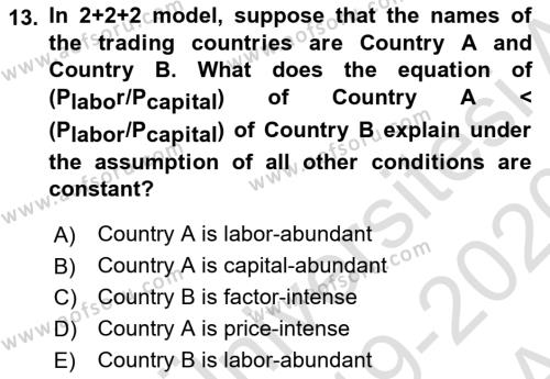 Foreign Trade Dersi 2019 - 2020 Yılı (Vize) Ara Sınavı 13. Soru