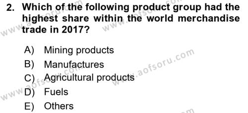 Foreign Trade Dersi 2019 - 2020 Yılı (Vize) Ara Sınavı 2. Soru