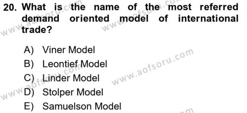 Foreign Trade Dersi 2019 - 2020 Yılı (Vize) Ara Sınavı 20. Soru