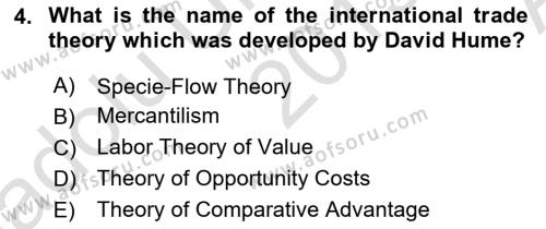 Foreign Trade Dersi 2019 - 2020 Yılı (Vize) Ara Sınavı 4. Soru