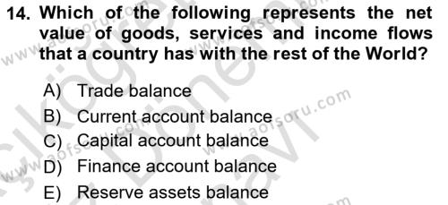 Foreign Trade Dersi 2019 - 2020 Yılı (Final) Dönem Sonu Sınavı 14. Soru