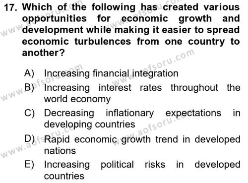 Foreign Trade Dersi 2019 - 2020 Yılı (Final) Dönem Sonu Sınavı 17. Soru