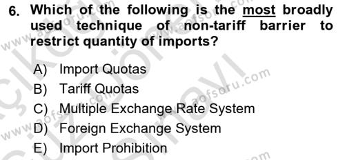 Foreign Trade Dersi 2019 - 2020 Yılı (Final) Dönem Sonu Sınavı 6. Soru