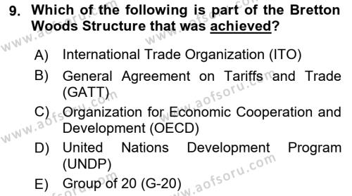 Foreign Trade Dersi 2019 - 2020 Yılı (Final) Dönem Sonu Sınavı 9. Soru