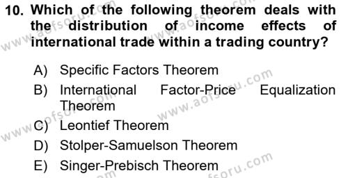 Foreign Trade Dersi 2020 - 2021 Yılı Yaz Okulu Sınavı 10. Soru