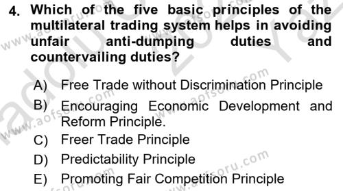 Foreign Trade Dersi 2020 - 2021 Yılı Yaz Okulu Sınavı 4. Soru