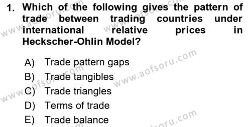 Foreign Trade Dersi 2021 - 2022 Yılı (Vize) Ara Sınavı 1. Soru