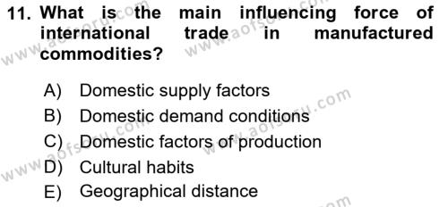 Foreign Trade Dersi 2021 - 2022 Yılı (Vize) Ara Sınavı 11. Soru