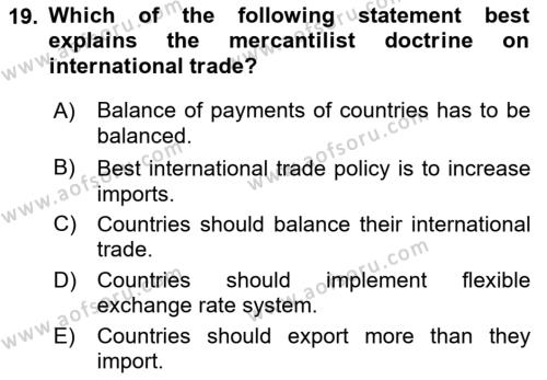 Foreign Trade Dersi 2021 - 2022 Yılı (Vize) Ara Sınavı 19. Soru