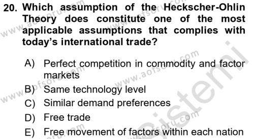 Foreign Trade Dersi 2021 - 2022 Yılı (Vize) Ara Sınavı 20. Soru