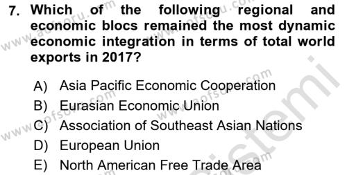 Foreign Trade Dersi 2021 - 2022 Yılı (Vize) Ara Sınavı 7. Soru