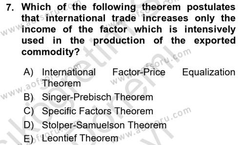 Foreign Trade Dersi 2021 - 2022 Yılı (Final) Dönem Sonu Sınavı 7. Soru