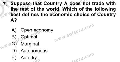Foreign Trade Dersi 2021 - 2022 Yılı Yaz Okulu Sınavı 7. Soru