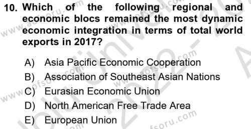 Foreign Trade Dersi 2022 - 2023 Yılı (Vize) Ara Sınavı 10. Soru