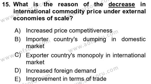 Foreign Trade Dersi 2022 - 2023 Yılı (Vize) Ara Sınavı 15. Soru