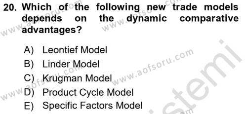 Foreign Trade Dersi 2022 - 2023 Yılı (Vize) Ara Sınavı 20. Soru