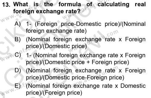 Foreign Trade Dersi 2022 - 2023 Yılı (Final) Dönem Sonu Sınavı 13. Soru