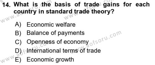 Foreign Trade Dersi 2022 - 2023 Yılı (Final) Dönem Sonu Sınavı 14. Soru