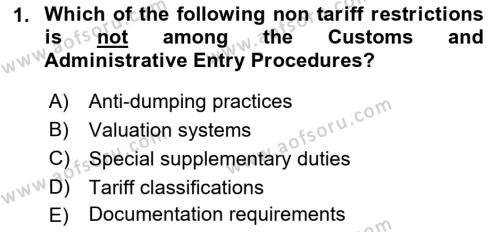Foreign Trade Dersi 2022 - 2023 Yılı Yaz Okulu Sınavı 1. Soru