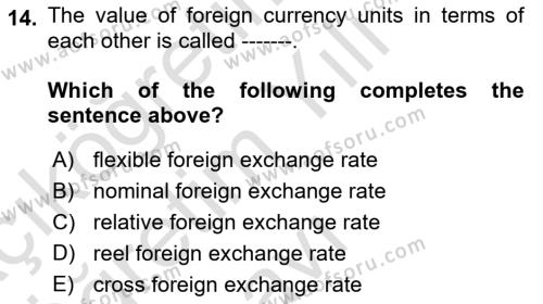 Foreign Trade Dersi 2022 - 2023 Yılı Yaz Okulu Sınavı 14. Soru