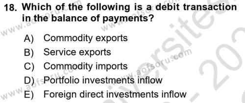 Foreign Trade Dersi 2022 - 2023 Yılı Yaz Okulu Sınavı 18. Soru