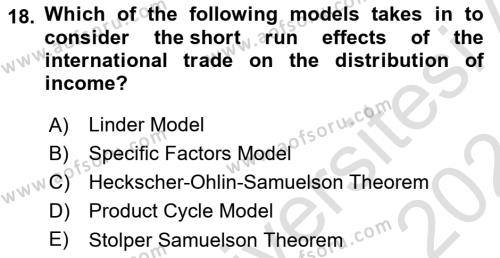 Foreign Trade Dersi 2023 - 2024 Yılı (Vize) Ara Sınavı 18. Soru