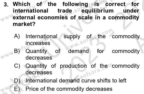 Foreign Trade Dersi 2023 - 2024 Yılı (Vize) Ara Sınavı 3. Soru